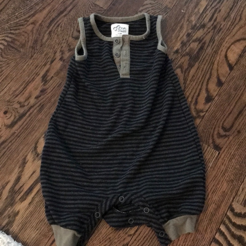 Striped button romper